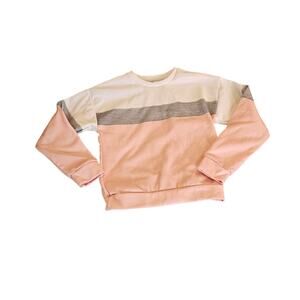 Kids Colorblock Sweatshirt Pink Gray White Size 10 (140) Long Sleeve